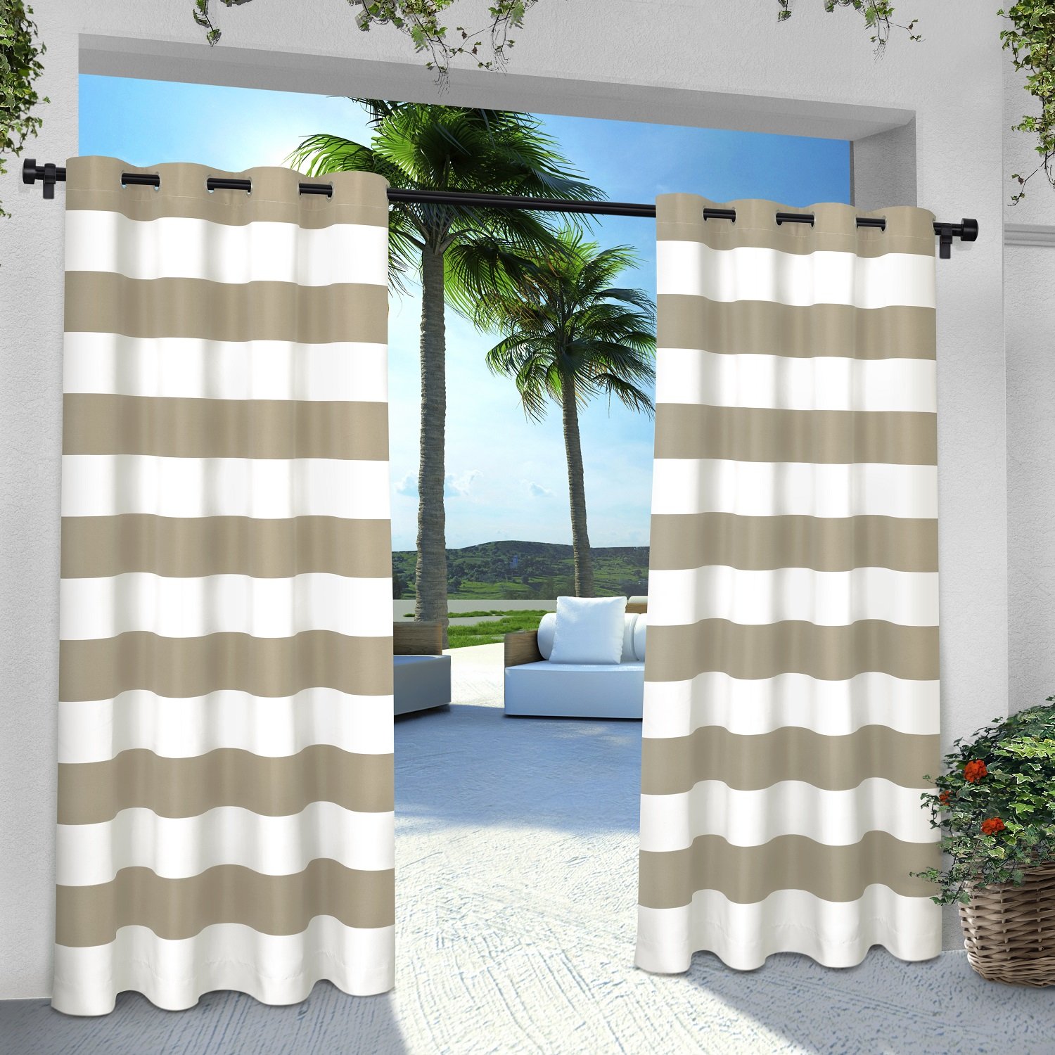 Gazebo striped outdoor curtains