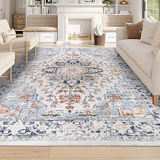 Homcomoda Washable Area Rugs 8x10 Distressed Area Rugs for Living Room Non Slip Printed Floor Carpets for Living Room Bedr...