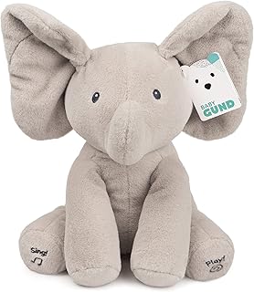 Baby GUND Animated Flappy the Elephant Plush, Singing Stuffed Animal Baby Toy for Ages 0 and Up, Gray, 12"