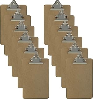 Trade Quest Memo Size 6'' x 9'' Clipboards Standard Clip Hardboard (Pack of 12) (Pen Not Included - for Scale Only)