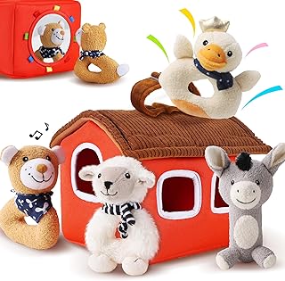 iPlay, iLearn Baby Toys 3 6 12 Month Newborn Gifts, Infant Soft Farm Stuffed Animal Rattles Plush Barn, Boy Girls Valentin...