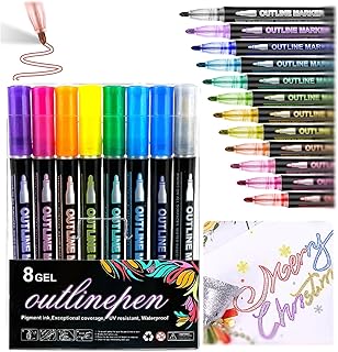 Coloring Lightstick Graffiti Highlighter Pens, 48 Colors Double Line Outliner Markers Pens, Glitter Metallic Marker Pens S...