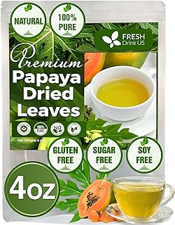 FreshDrinkUS, Premium 4oz Papaya Dried Leaves, 100% Natural & Pure from Papaya Leaves, Papaya Loose Leaf Herbal Tea, No Ad...