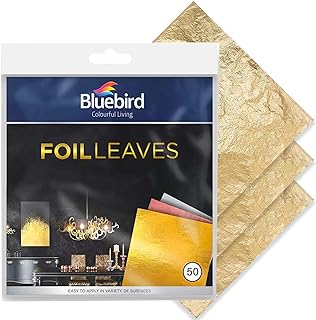 Bluebird Gold Leaf Sheets for Art - 50 Pack - Imitation Gold Foil Sheets of 5.5" x 5.5", Painting Gilding Crafts Decoration