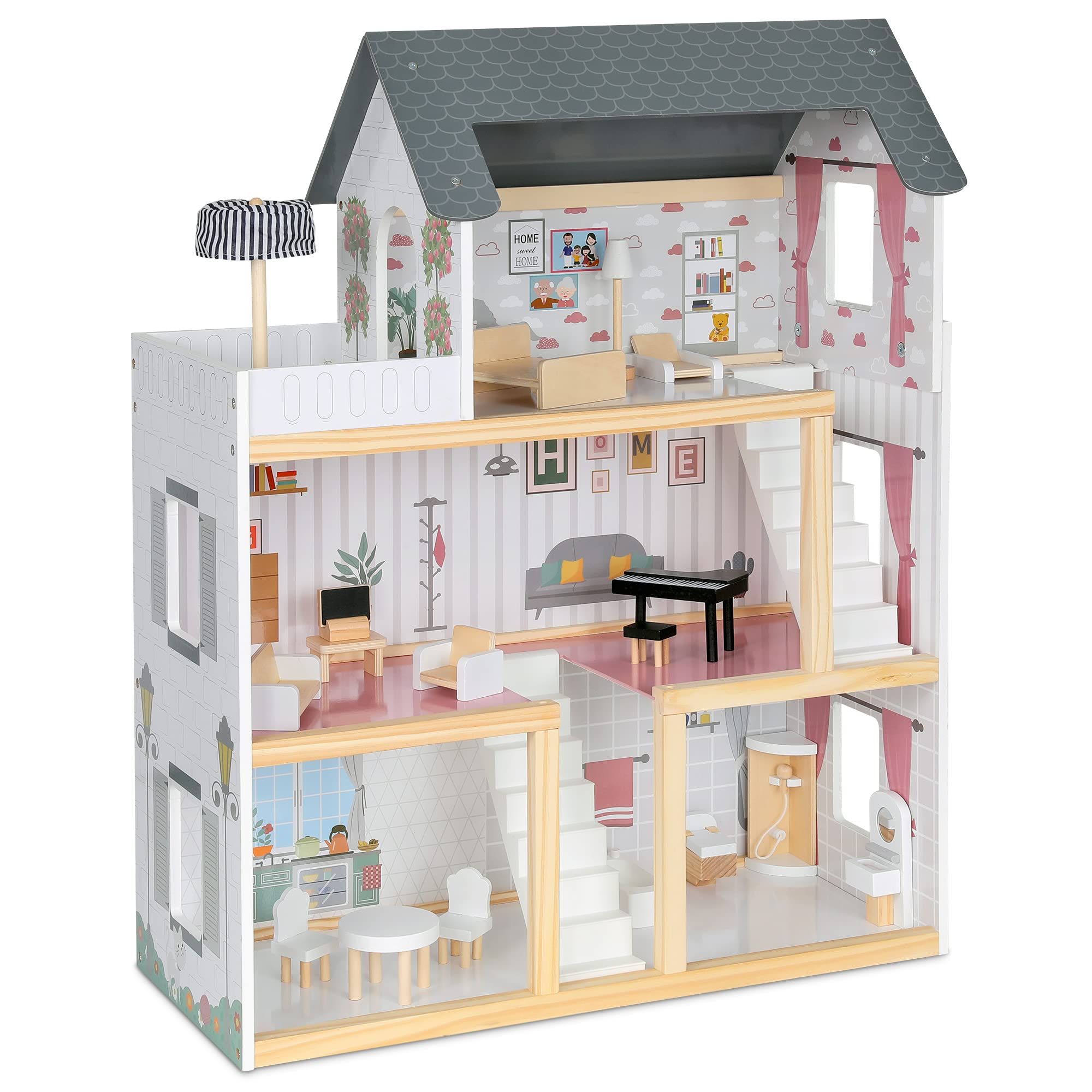 Lil’ Jumbl Kids Wooden Dollhouse