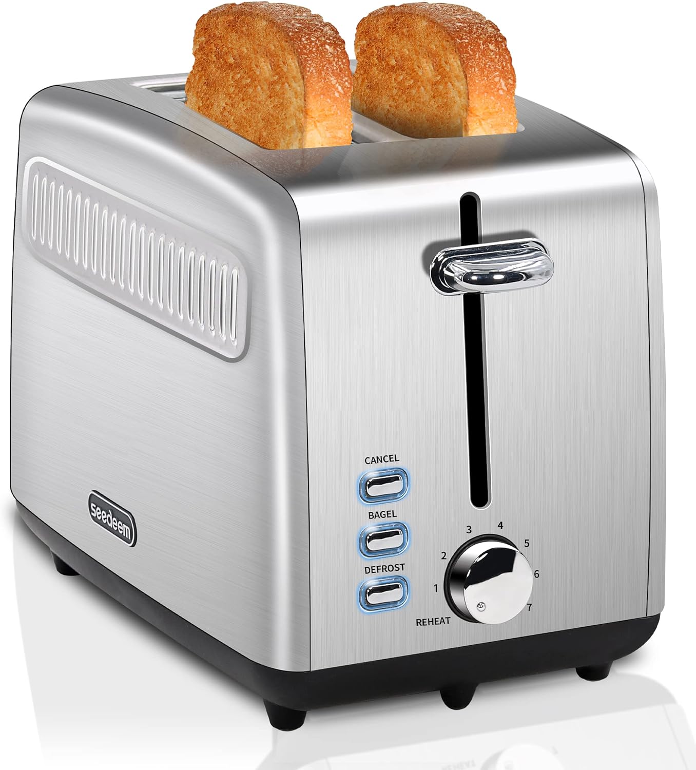 Toaster 2 Slice, Stainless Steel Bread Toaster, 7 Shade Settings, 1.5'''' Extra Wide Slots Toaster with Bagel, Defrost, Reheat Function, Automatic Power-off, Removable Crumb Tray, 900W, Silver Metallic ofs-hot