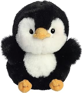 Aurora® Round Rolly Pet™ Peewee Penguin™ Stuffed Animal - Adorable Companions - On-The-Go Fun - Black 5 Inches