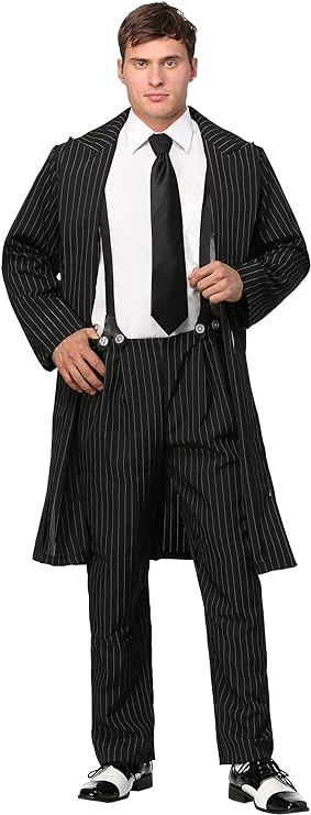 1940s Men’s Costumes: Sailor, Zoot Suits, Gangsters, WW2 Black Zoot Suit Costume  AT vintagedancer.com