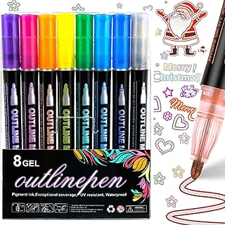 Coloring Lightstick Graffiti Highlighter Pens, (8/12/24/36PCS) Coloring Lightstick Graffiti Pens, Double Line Outline Mark...