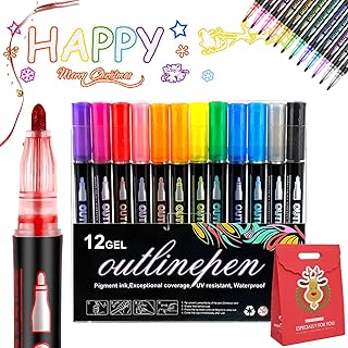 Vgpbphj Coloring Lightstick Graffiti Pen, 36 Colors Coloring Lightstick Graffiti Highlighter Pen Outline, Dual-Line Outlin...