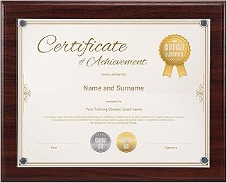 PETAFLOP Brown 8.5x11 Picture Frame, Certificate Award Document Plaque Wall Mounted Display, Single