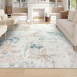 Homcomoda Modern Abstract Area Rug 8x10 Washable Large Living Room Rug 8x10 Non Slip Low Pile Bedroom Area Rug Distressed ...