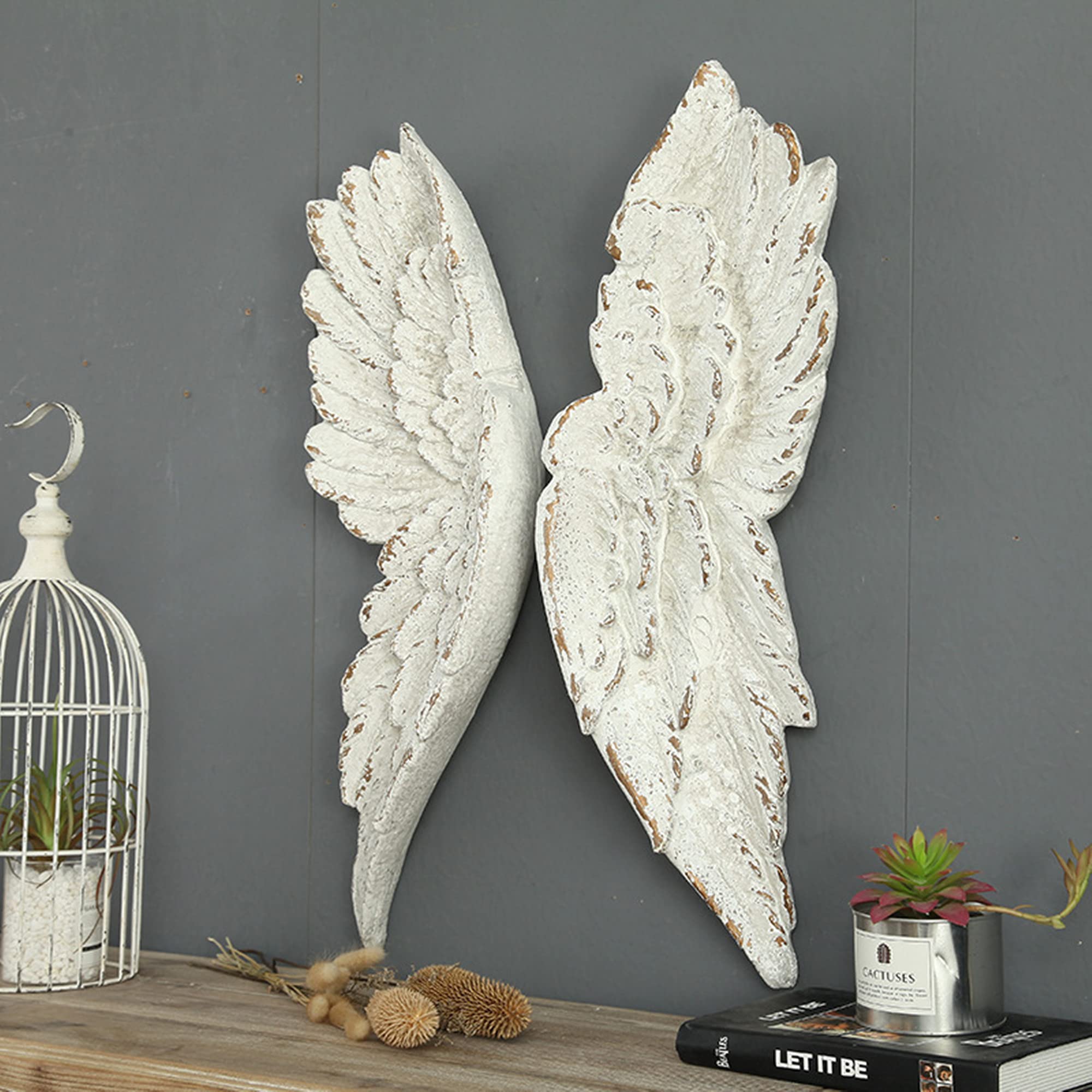 Buy HQL Angel Wings Wall Sculpture, 3D Wall Art Decor, Hanging Angel ...