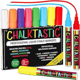 Colorful Art Co. Chalktastic Liquid Chalk Pens - Set of 8 Neon Colors - Washable Chalkboard Markers for School Blackboard,...