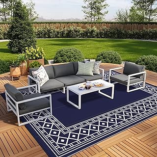 GENIMO Outdoor Rug Waterproof Area 10' x 14' for Patio, Foldable Reversible Plastic Straw Carpet for Travel Trailers, Outs...