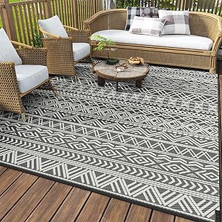 MontVoo-Outdoor Rug Carpet Waterproof 9x12 ft Reversible Patio Rug RV Camping Rug-Plastic Straw Rug Outside Indoor Outdoor...