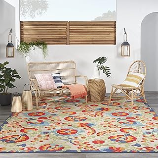 Nourison Aloha Indoor/Outdoor Multicolor 10' x 14' Area Rug, Easy Cleaning, Non Shedding, Bed Room, Living Room, Dining Ro...