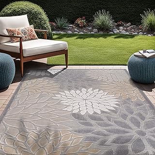 Beverly Rug Outdoor Rug 10x14 Large Modern Floral Tropical Area Rugs for Indoor and Outdoor Patio Easy to Clean Non Sheddi...