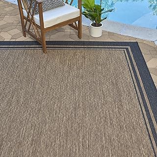 Gertmenian Indoor Outdoor Classic Flatweave Area Rug, Stain & UV Resistant Carpet, Deck, Patio, Poolside & Mudroom, 8x10 F...