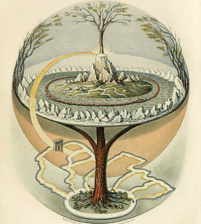 The Yggdrasil ash tree links the nine worlds of Norse mythology, as does Sleipnir.