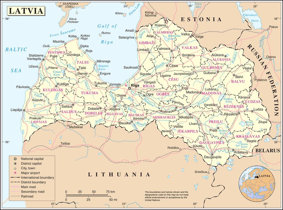 Map of Latvia