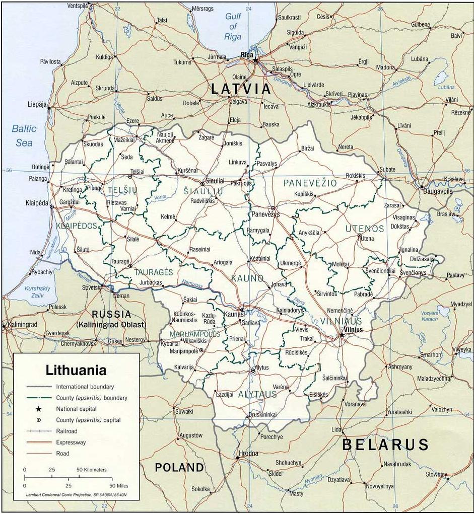 Map of Lithuania