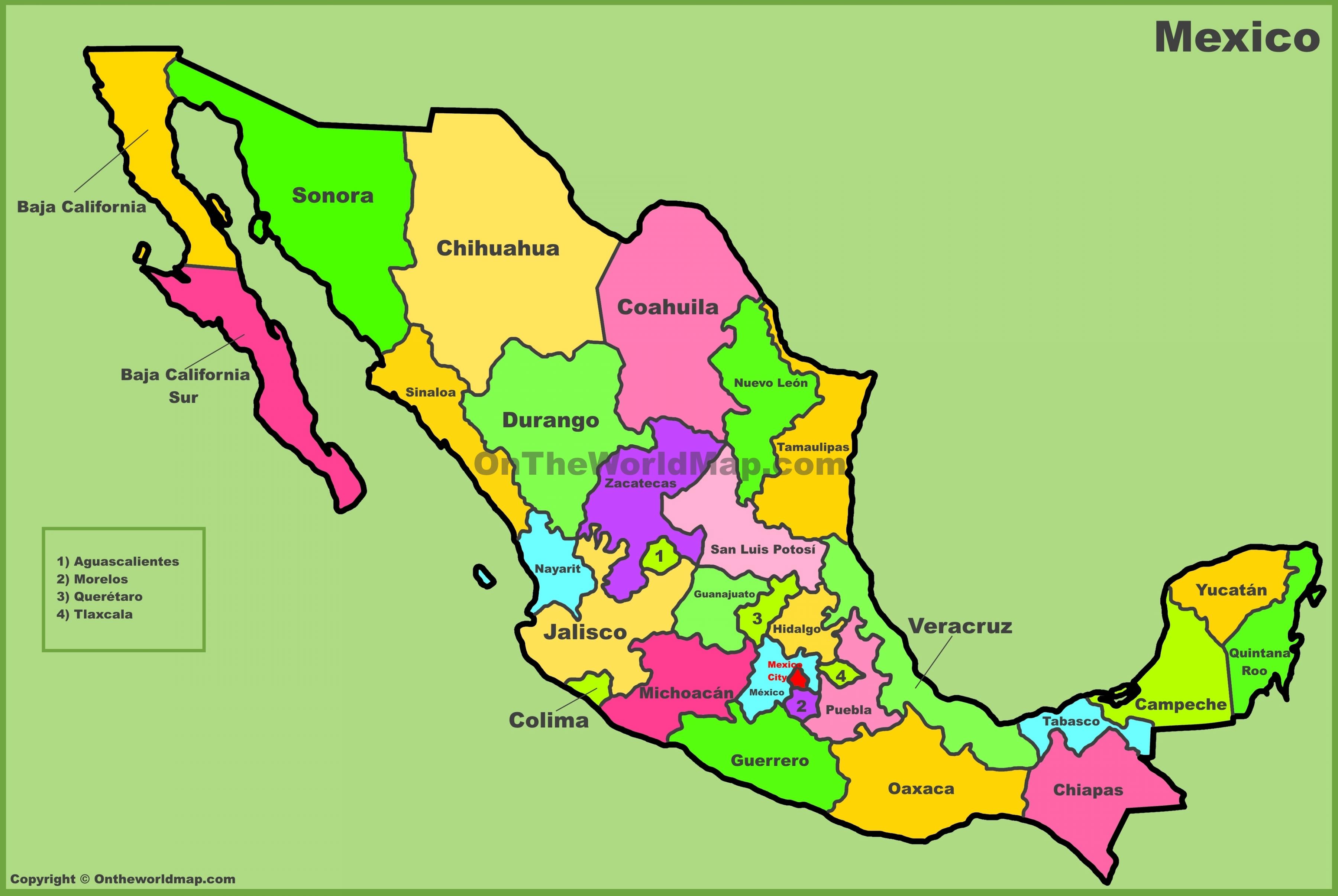 State Map Of Mexico - State Map Mexico (central America - Americas) 900