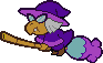 Sprite of Kammy Koopa on her broom, from Paper Mario.