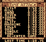 The Time Attack menu from Donkey Kong Land III