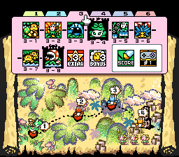 The map of World 3 from the game Super Mario World 2: Yoshi's Island.