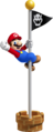 Mario sliding down a Goal Pole in Super Mario 3D Land