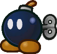 Sprite of a Bob-omb in Paper Mario: The Thousand-Year Door.