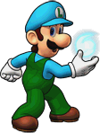 Sprite of Ice Luigi, from Puzzle & Dragons: Super Mario Bros. Edition.