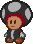 A white-dotted Toad train conductor from Paper Mario