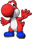 Sprite of Red Yoshi's team image, from Puzzle & Dragons: Super Mario Bros. Edition.