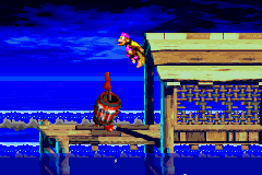 Dixie Kong meets a Kracka at Stormy Seas.