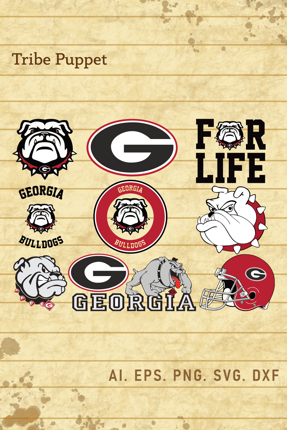 Georgia Bulldogs Logo SVG Set pinterest preview image.