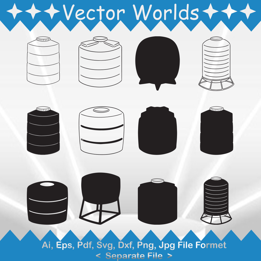 Water Tank SVG Vector Design preview image.