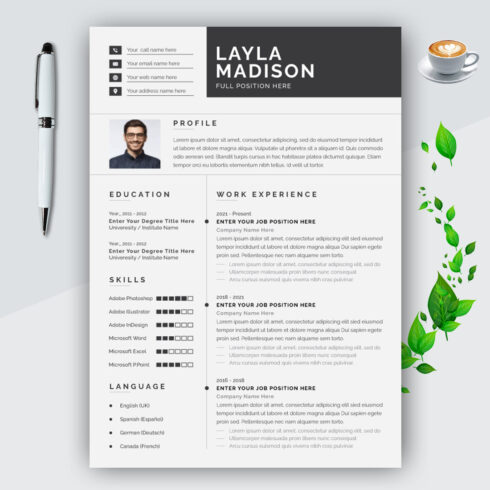 Professional Resume Template Layout cover image.