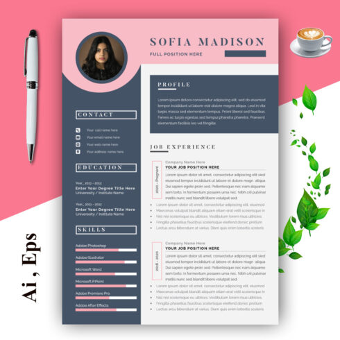 Creative Resume Template Design cover image.