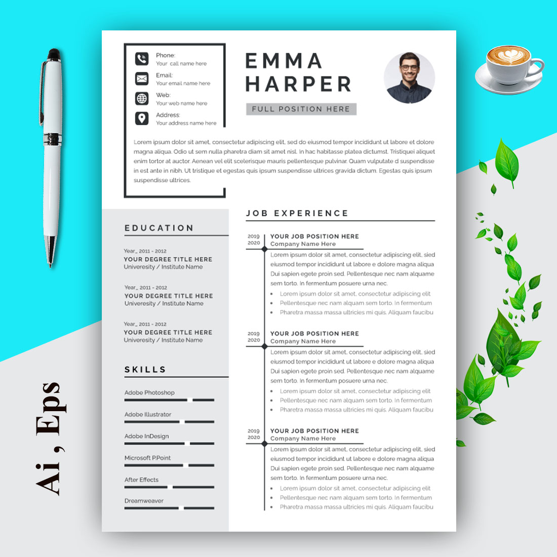 Grey Resume Layouts with CV Leaves cover image.