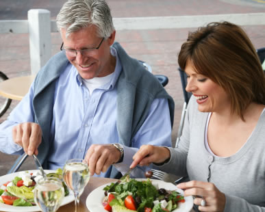 Happy couple dining.