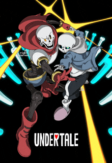 a poster for undertale shows papyrus and sans