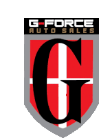 a logo for g-force auto sales shows a shield with the letter g on it