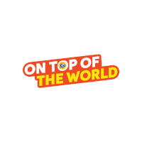 a sticker that says on top of the world