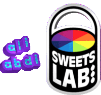 a can of sweets lab sits next to a purple sticker that says ali abdi