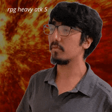 a man 's head is shown with the words rpg heavy atk 5 above him