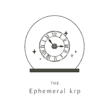 a logo for the ephemeral krp shows a clock and a rose