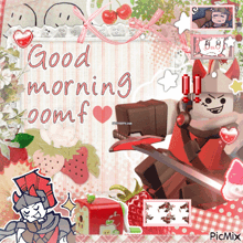 a picture of a knight with a sword and the words good morning gomf