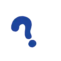 a blue question mark is against a white backdrop